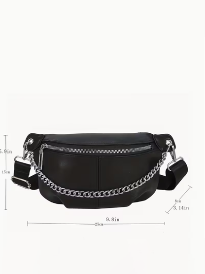 Edgy Fanny Pack With Detail Chain Belt, bag, alternate view