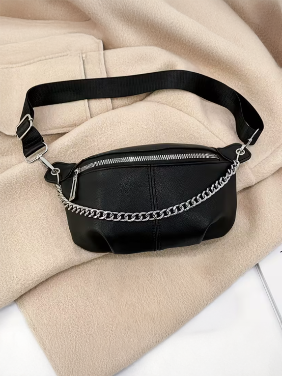 Edgy Fanny Pack With Detail Chain Belt, bag, detail view