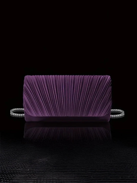 Purple Pleated Evening Clutch