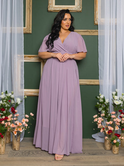 Elona Plus Size Chiffon Gown in Lavender