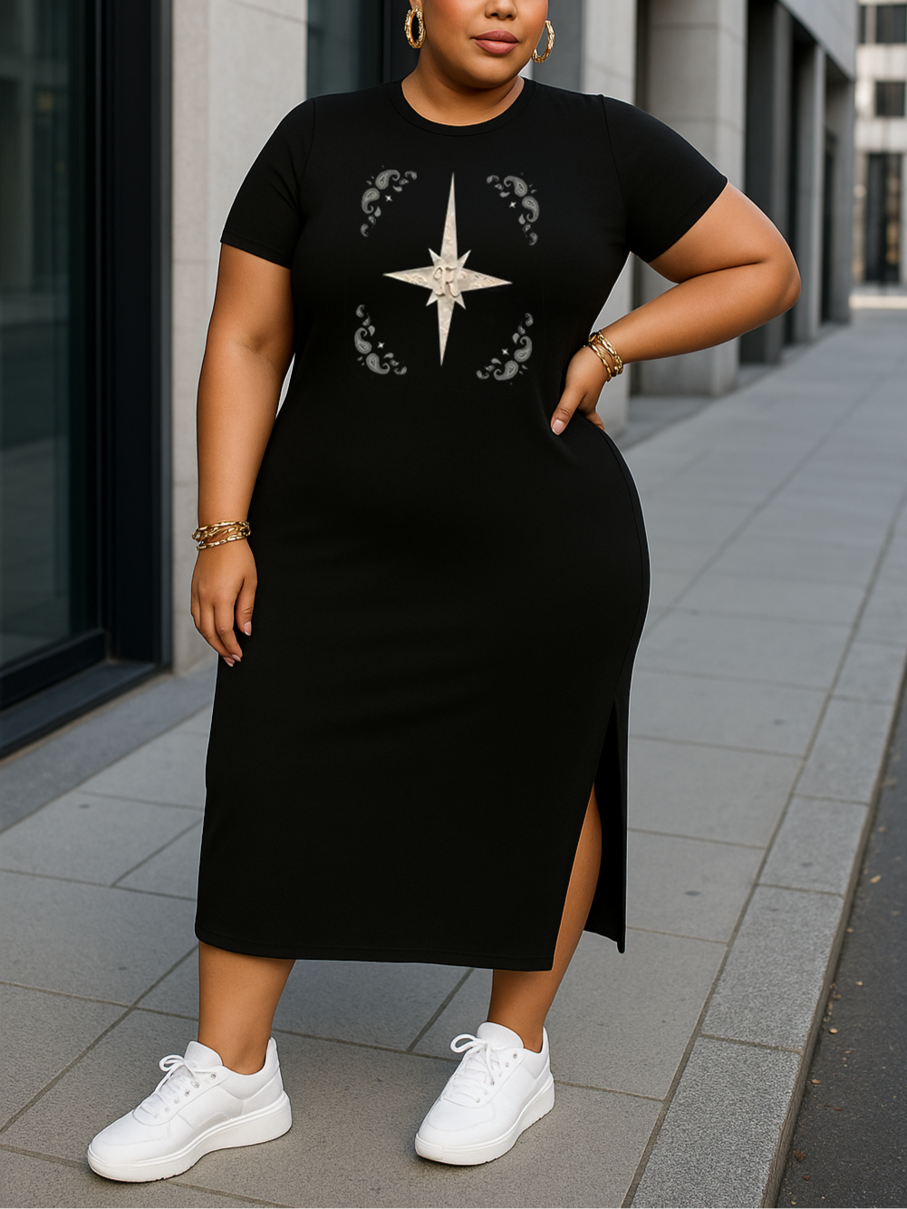 Esme Graphic Print Plus Size T-shirt Dress