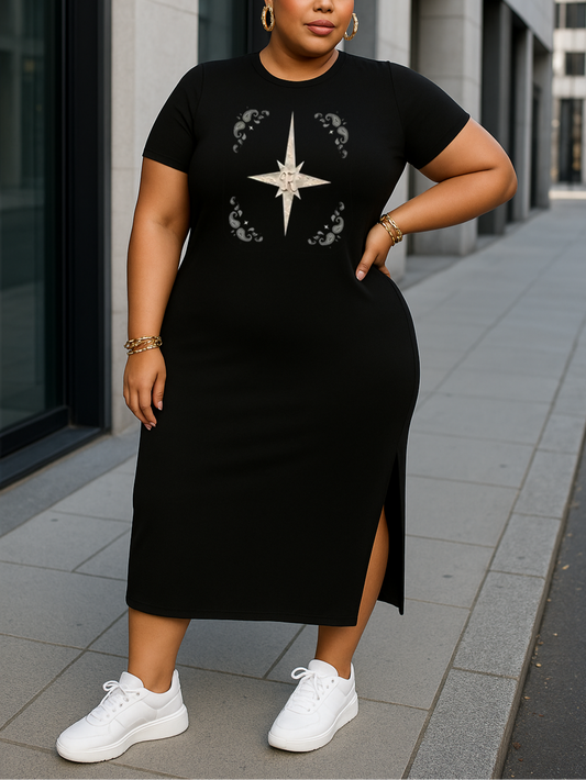 Esme Graphic Print Plus Size T-shirt Dress