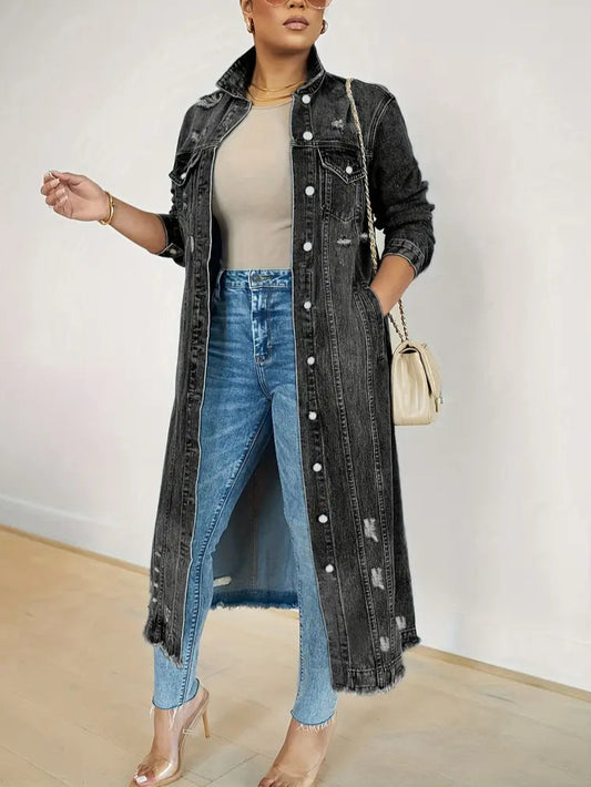 Evangeline Long Plus Size Denim Jacket