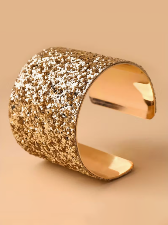Exaggerated Glitter Cuff Bracelet, bracelet, front view
