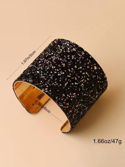 Exaggerated Glitter Cuff Bracelet, bracelet, detail view