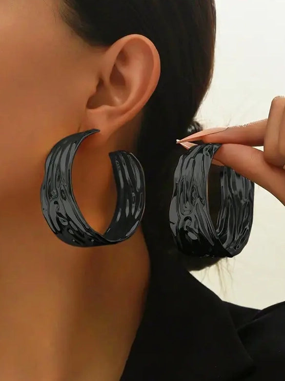 Extra Thick Hoop Earrings, earrings, front view