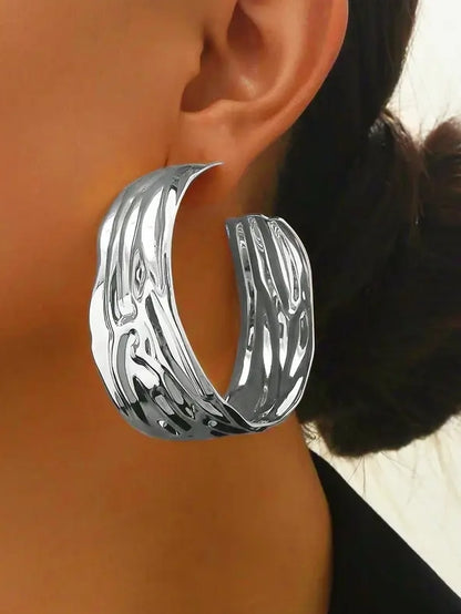 Extra Thick Hoop Earrings, earrings, styled view