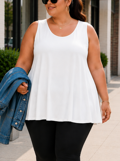 Gloria Swing Plus Size Tank Top in White