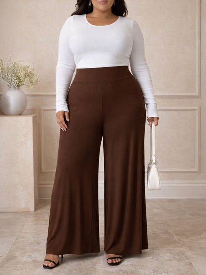 Liora Wide-Leg Plus Size Pant in Chocolate