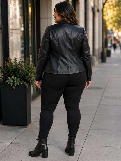 Lara Moto Zip Up Plus Size Jacket