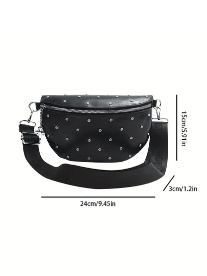 Faux Leather Fanny Pack with Rhinestone Rivets