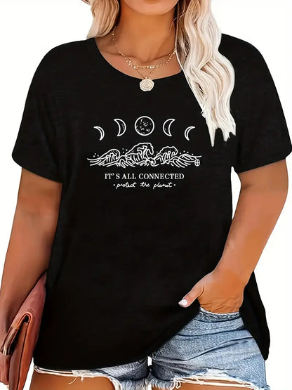 Graphic Moon Plus Size T-shirt