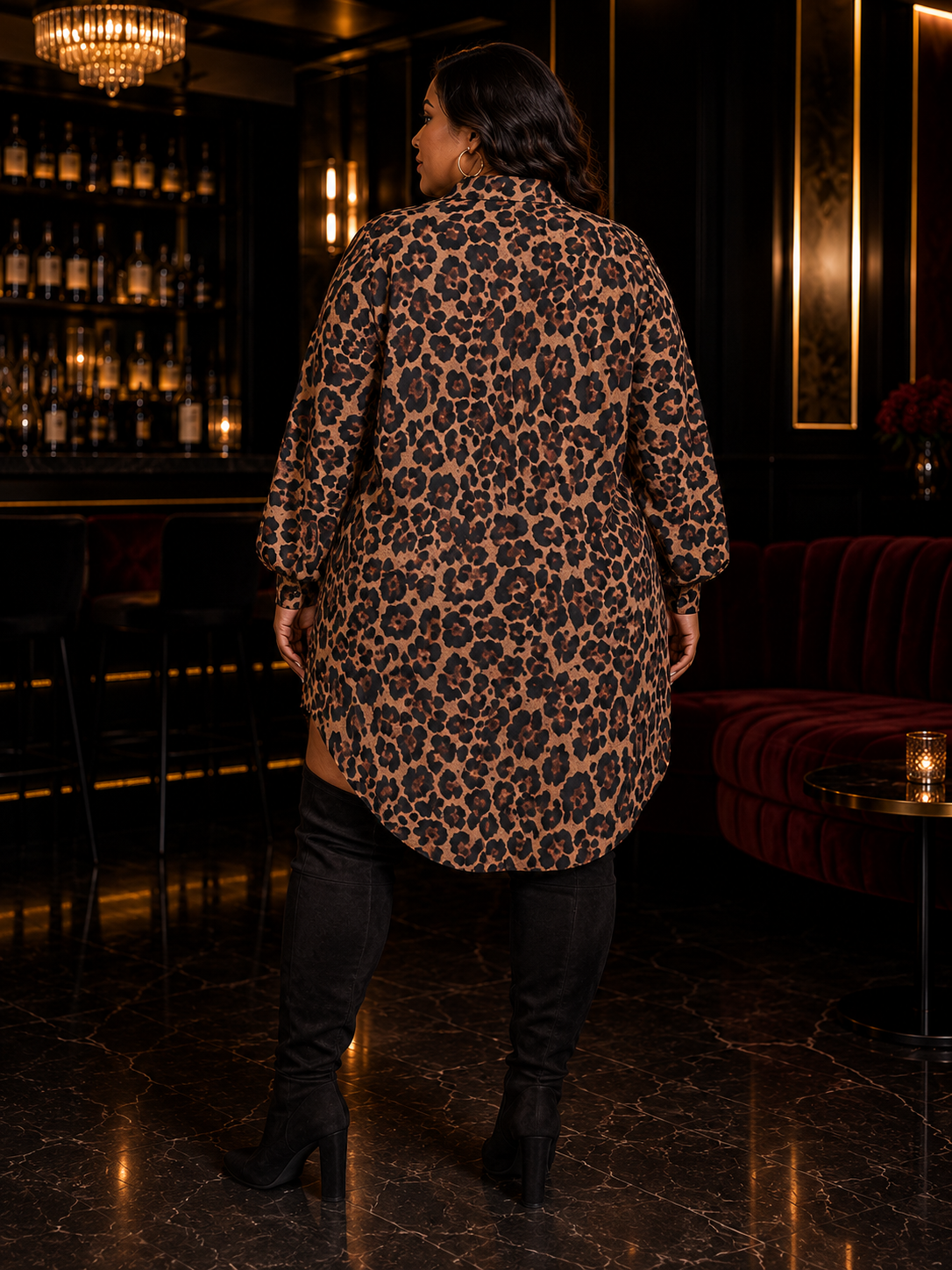 Jasmine Leopard Plus Size Tunic Dress