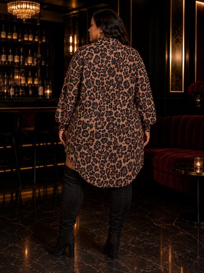Jasmine Leopard Plus Size Tunic Dress