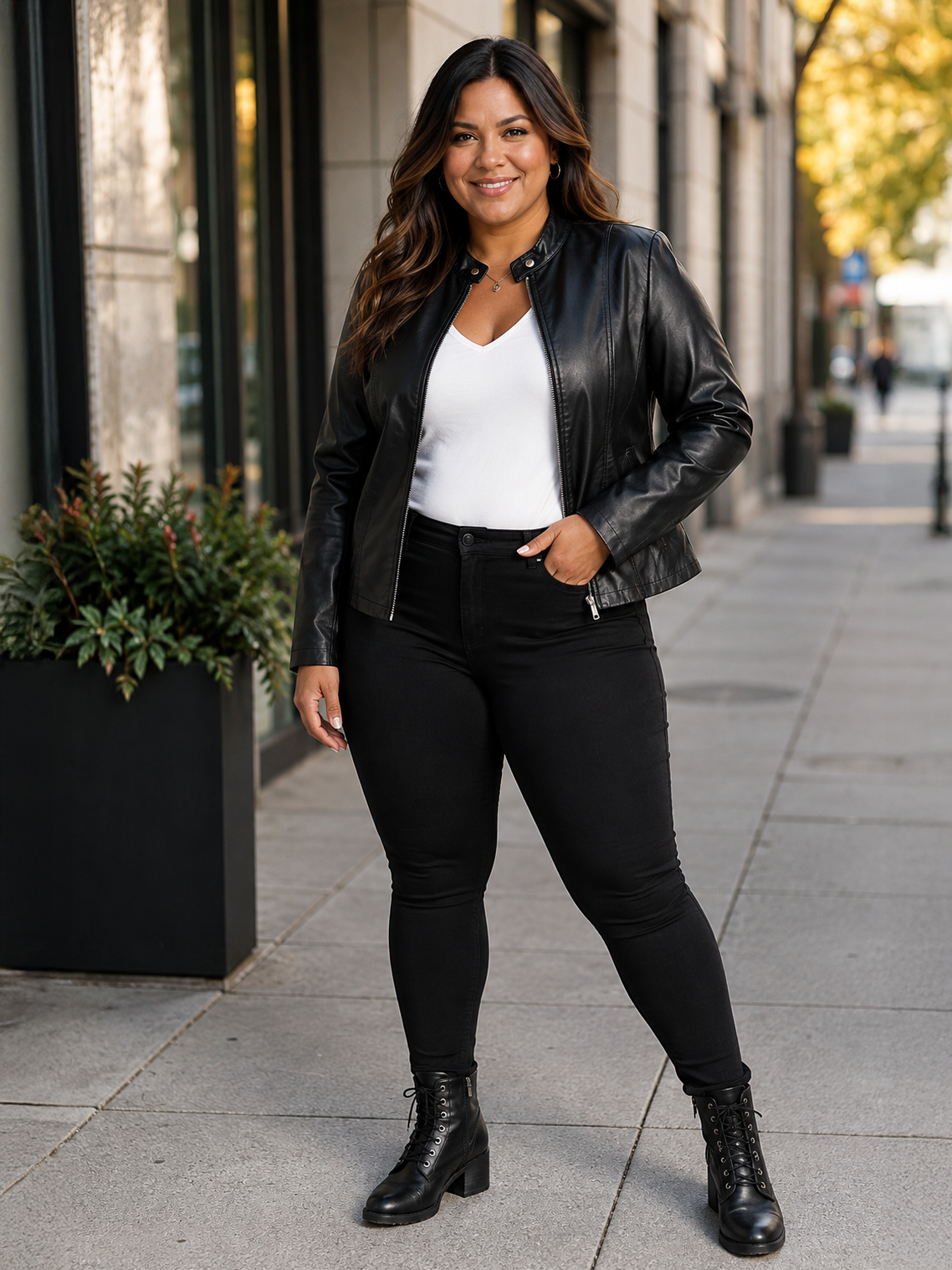 Lara Moto Zip Up Plus Size Jacket