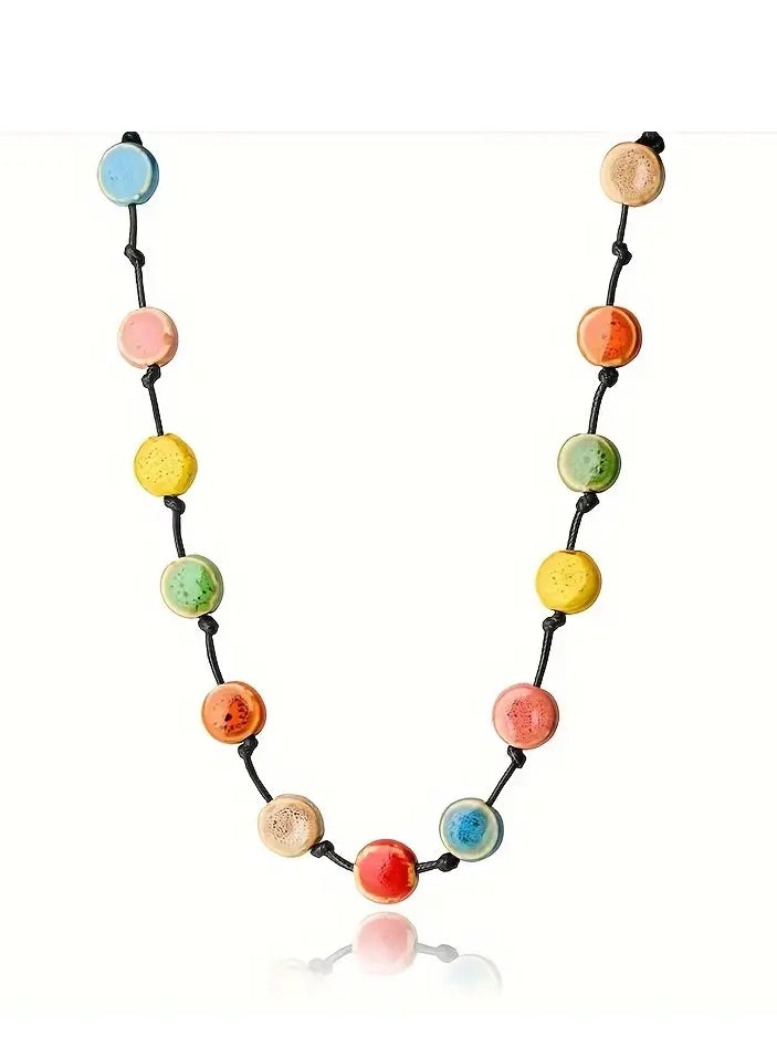 Colourful Ceramic Beads Long Necklace