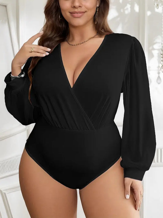 Emma Plus Size Bodysuit in Black