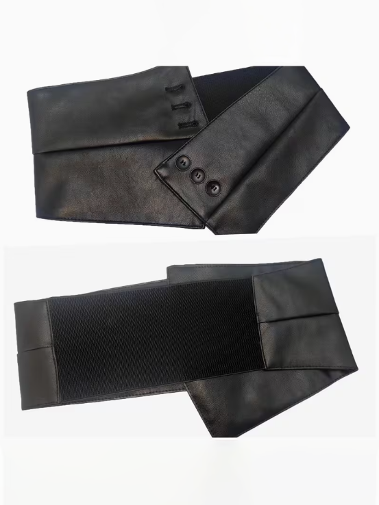 Faux Leather Wrap Belt With Buttons, belt, alternate view