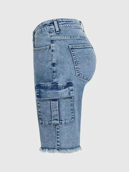 Sloane Plus Size Cargo Denim Shorts