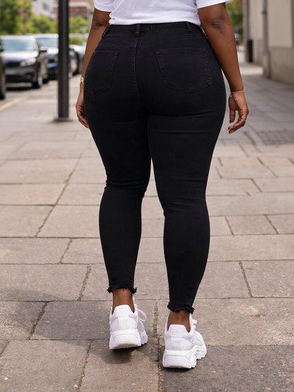 Hannah High Waisted Distressed Plus Size Denim