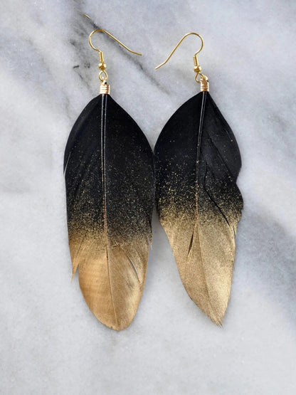 Dipped Feather Statement Earrings