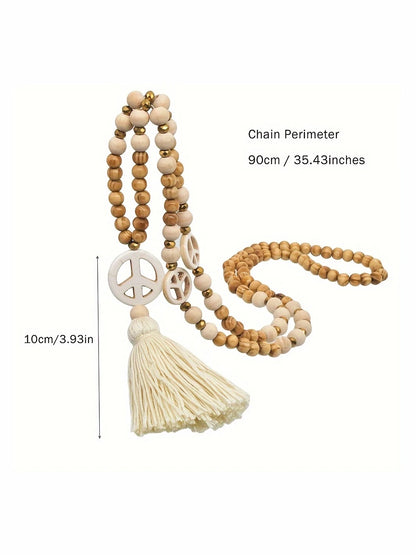 Boho Chic Peace Beaded Tassel Necklace