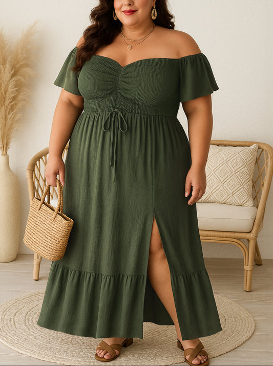 Fleur Plus Size Off Shoulder Boho Dress