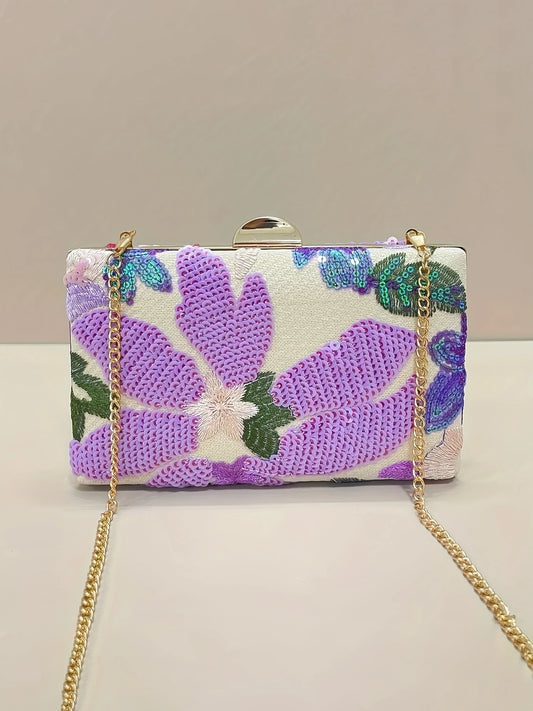 Vintage Sequin and Embroidery Evening Clutch