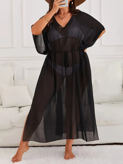 Fran Boho Plus Size Mesh Cover Up