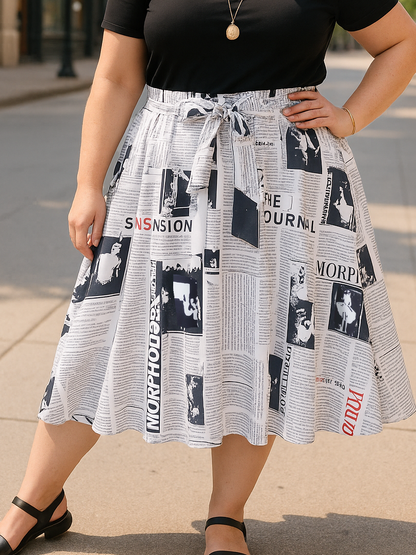 Gossip Plus Size Newsprint Skirt