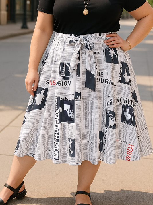 Gossip Plus Size Newsprint Skirt