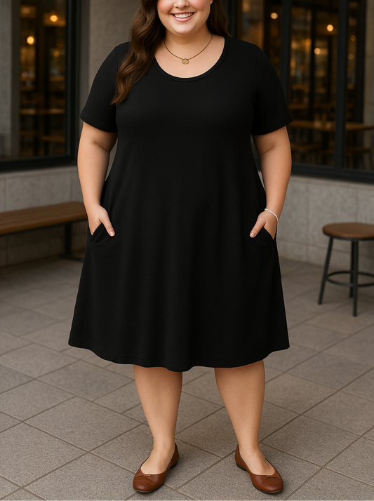 Indie Plus Size T-shirt Dress with Pockets