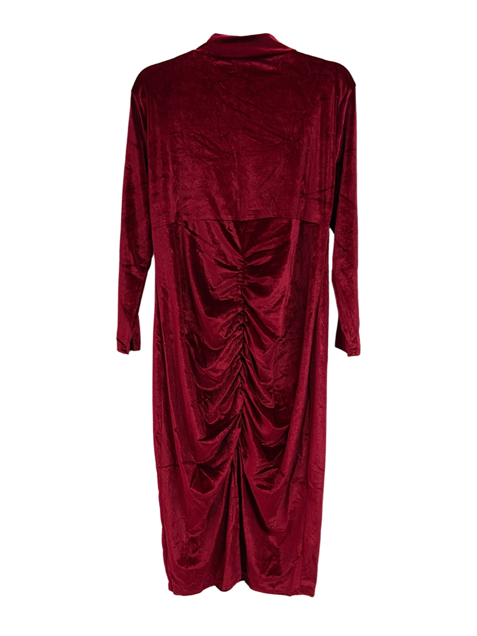 Josie Plus Size Back Ruched Velvet Dress in Wine