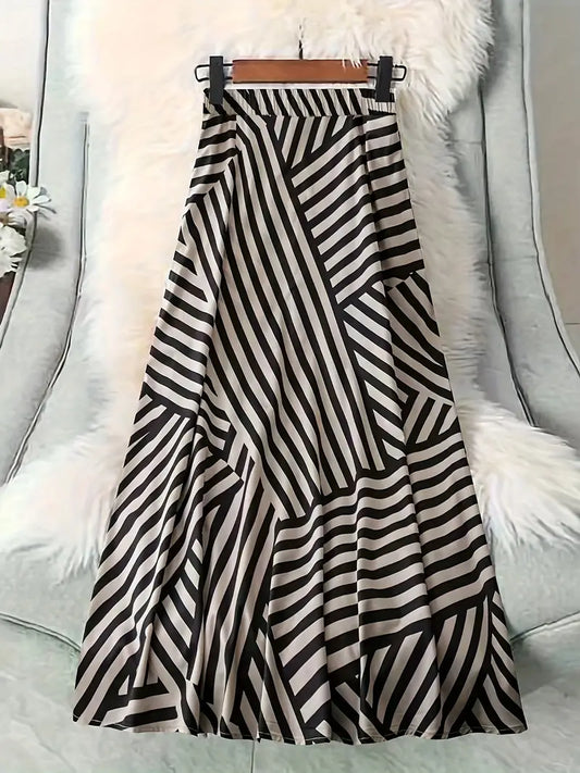 Juno Plus Size Striped Maxi Skirt