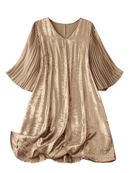 Lara Plus Size Metallic Gold Cocktail Dress