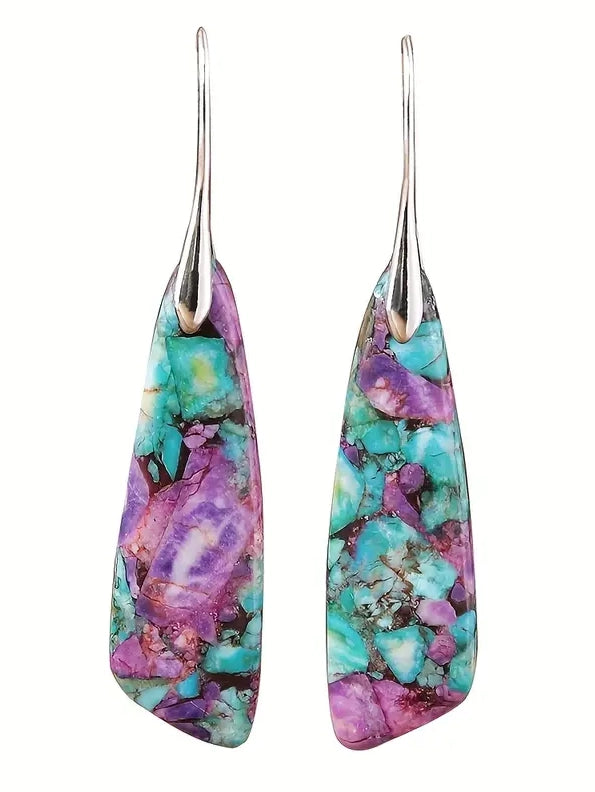 Vintage Boho Stone Drop Earrings