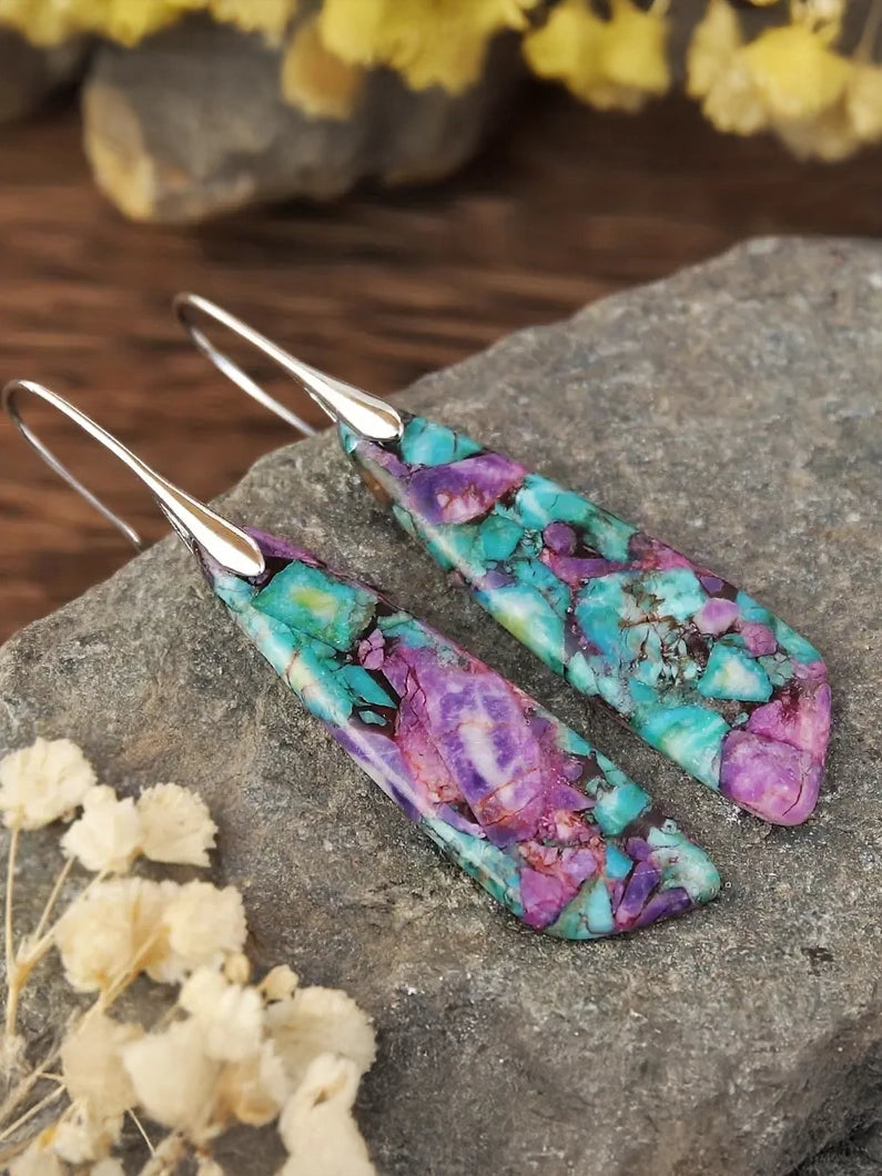 Vintage Boho Stone Drop Earrings