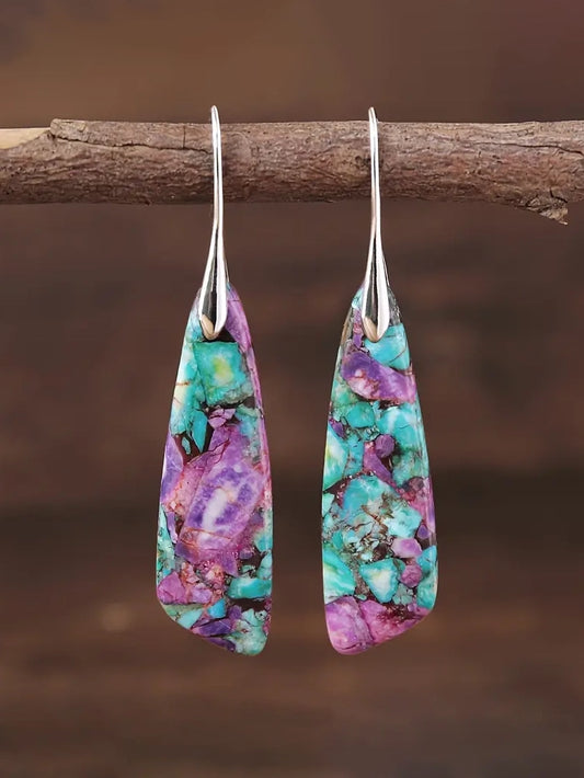 Vintage Boho Stone Drop Earrings
