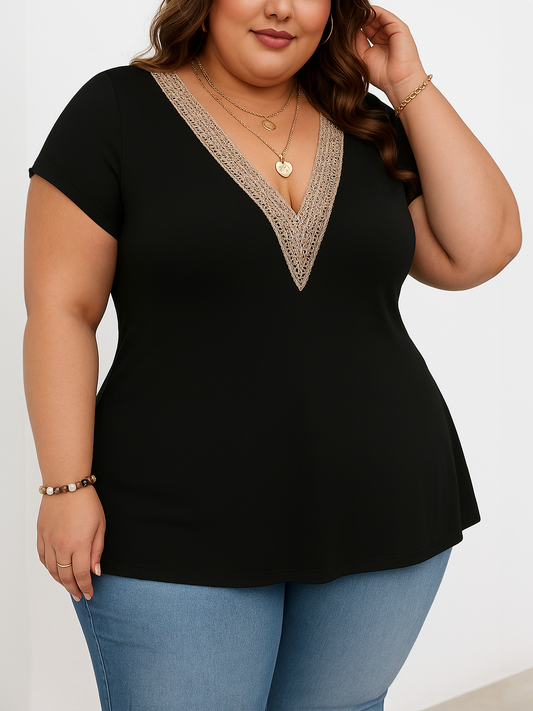 Mary-Grace Plus Size Contrast Top