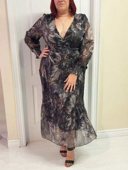 Mystic Floral Chiffon Plus Size Dress