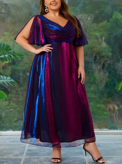 Nadine Plus Size Maxi Gown in Shimmery Metallic