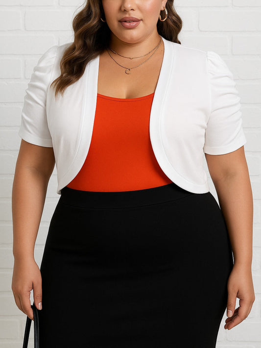 Nala Plus Size Cropped Bolero in White