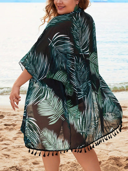 Opal Plus Size Tropical Print Kimono