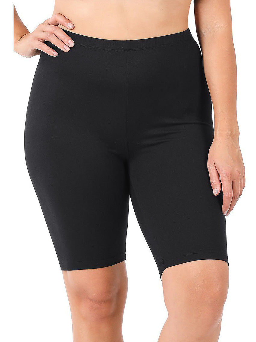 Elany Buttery Soft Plus Size Biker Shorts in Black