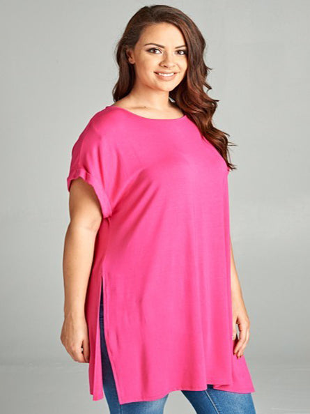 Bodine Plus Size Tunic in Hot Pink