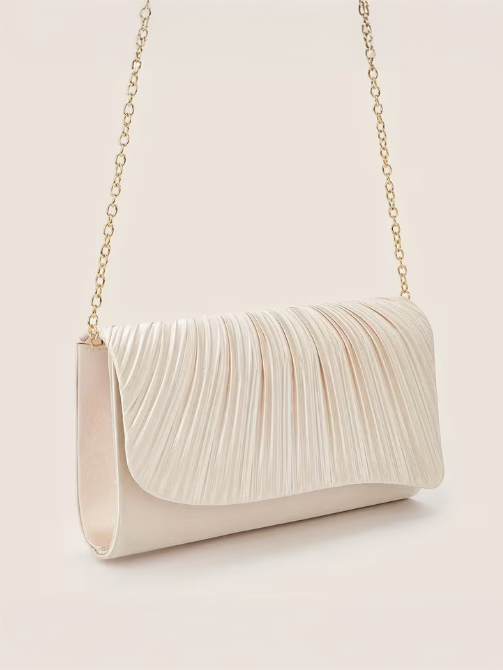 Pleated Evening Clutch, clutch, front view