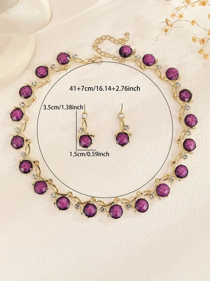 Round Gemstone Necklace and Earring Set