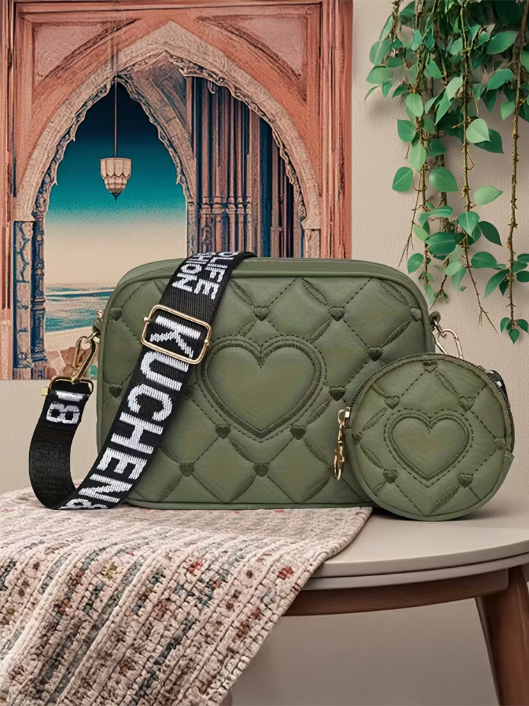 Quilted Two Piece Crossbody Bag, bag, front view
