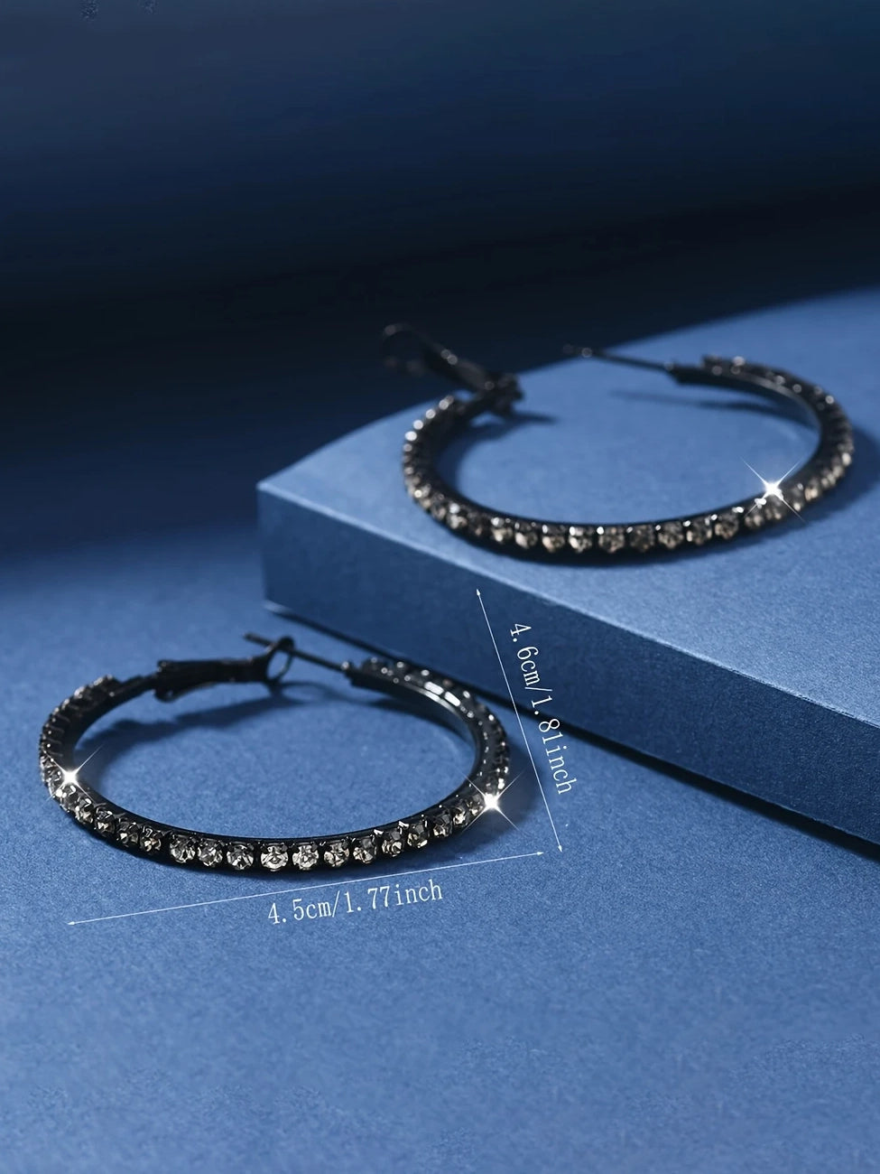 Black Rhinestone Hoop Earrings
