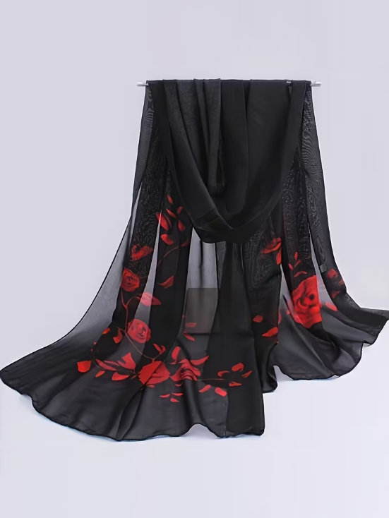 Roses Are Red Sheer Scarf, scarf, front view